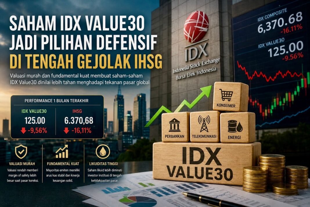 EnterKal-Saham IDX Value30 Jadi Pilihan Defensif di Tengah Gejolak IHSG